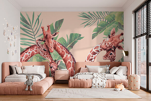Um grupo de girafas com pescoço comprido Um grupo de girafas com pescoço comprido