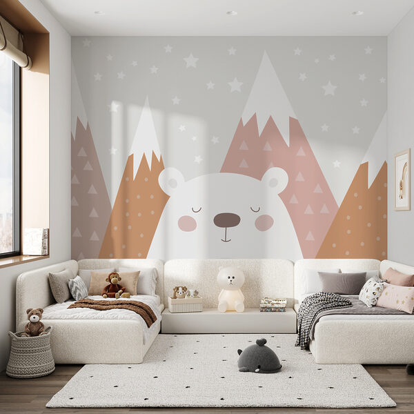 Um urso em frente às montanhas Um urso em frente às montanhas