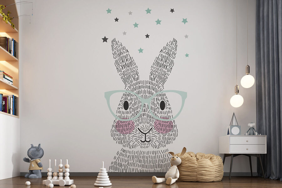 Papel de parede Um coelho de óculos