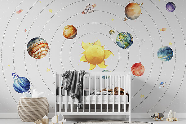 Um sistema solar com planetas e estrelas Um sistema solar com planetas e estrelas