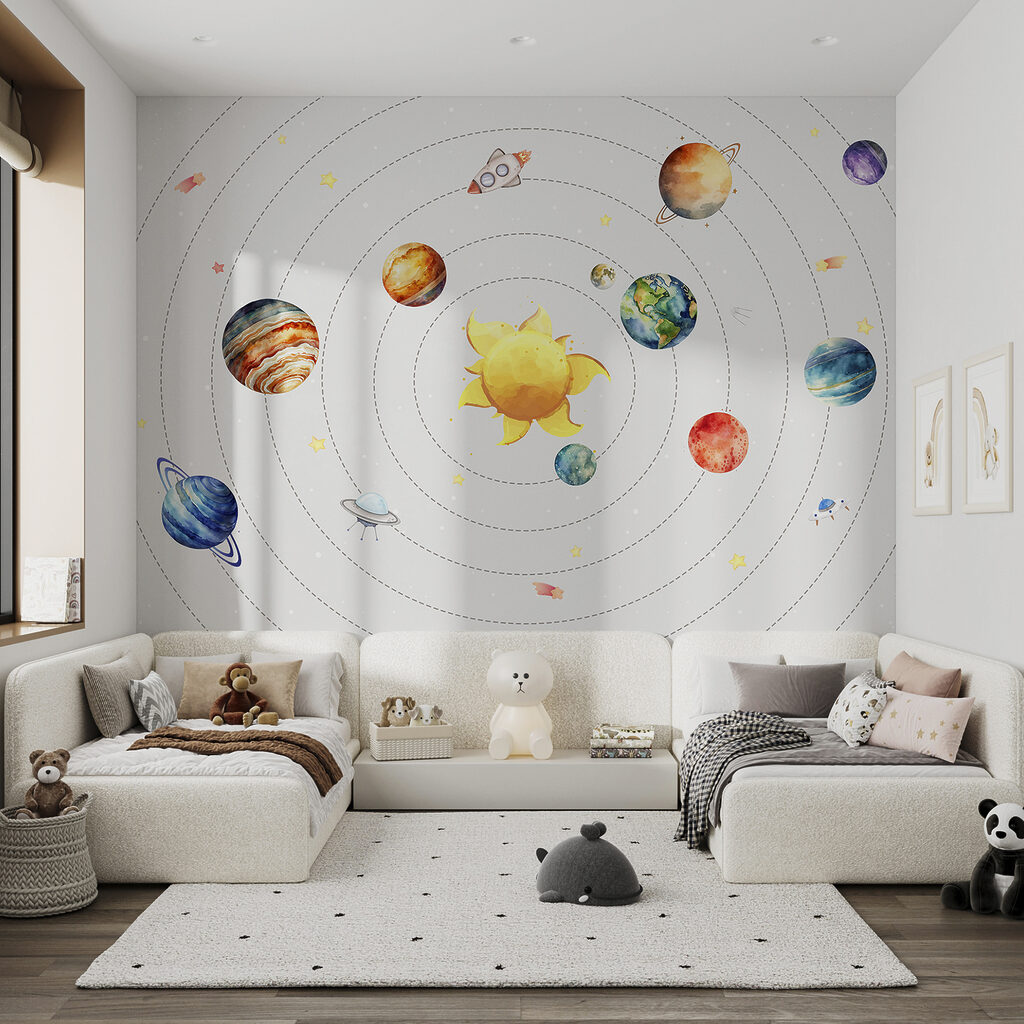 A solar system with planets and stars A solar system with planets and stars