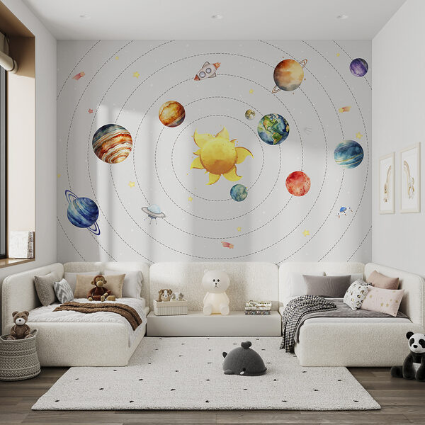 Um sistema solar com planetas e estrelas Um sistema solar com planetas e estrelas
