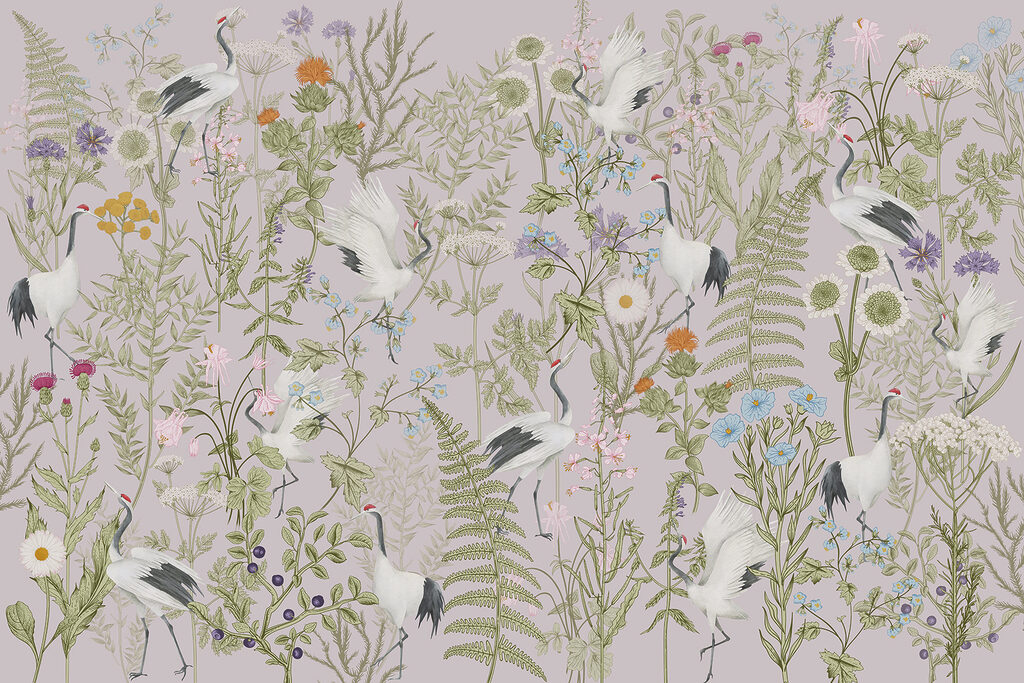 A wallpaper with birds and plants A wallpaper with birds and plants