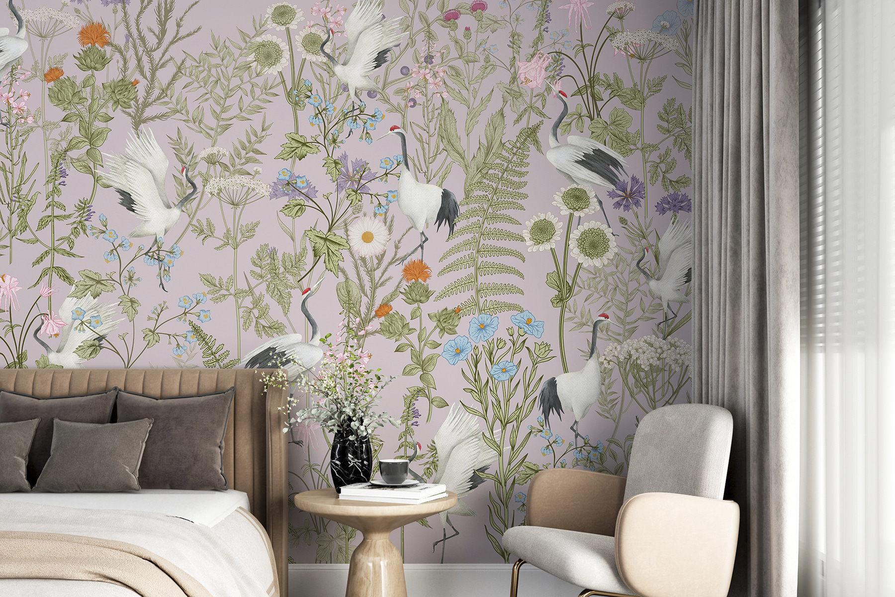 A wallpaper with birds and plants A wallpaper with birds and plants