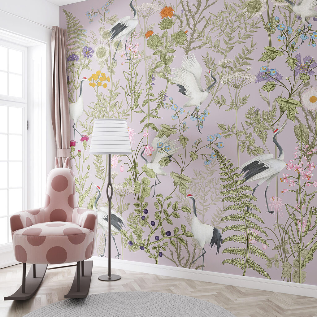 A wallpaper with birds and plants A wallpaper with birds and plants