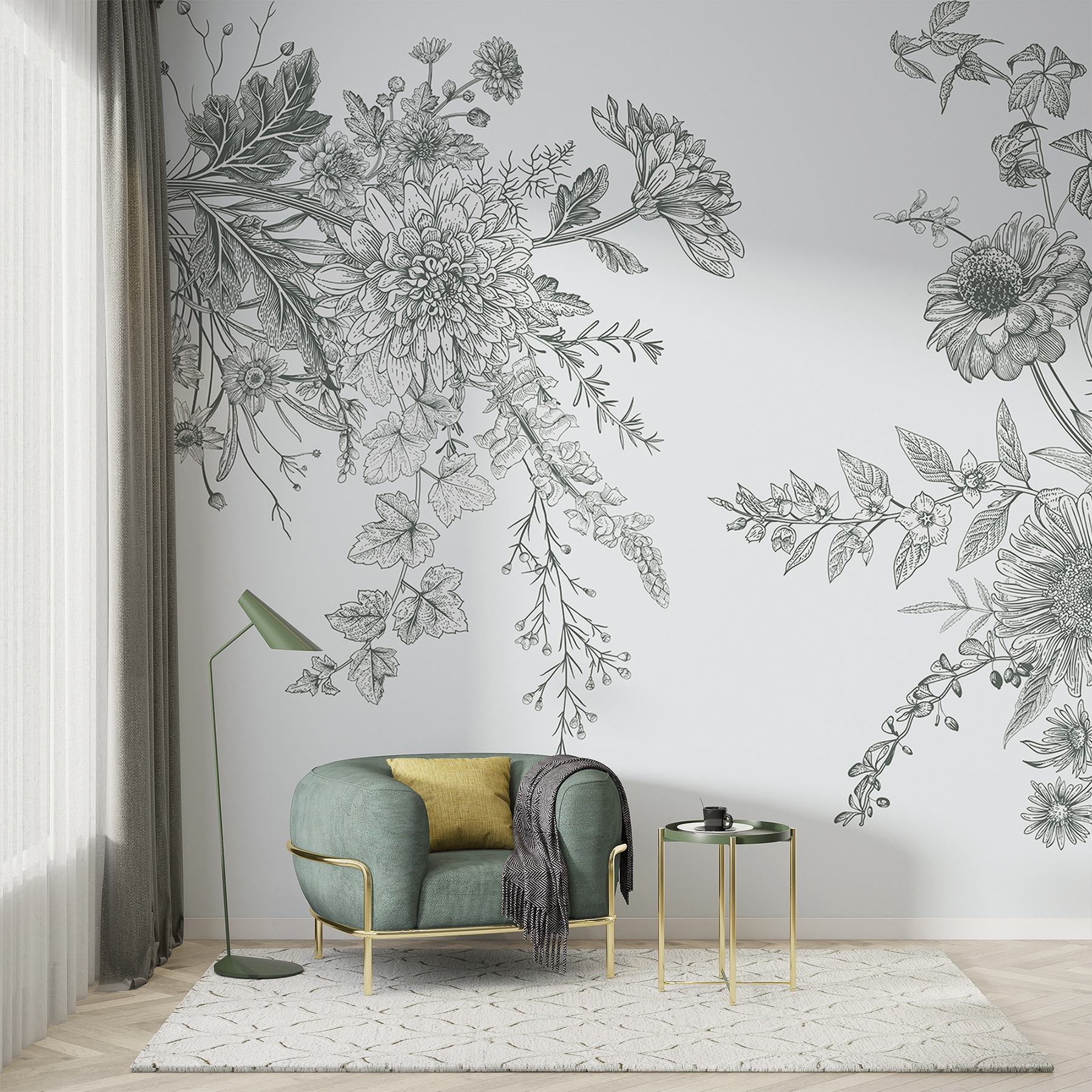 Elegant floral illustration with muted tones Elegant floral illustration with muted tones