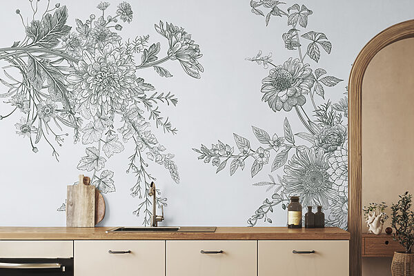 Ilustração floral elegante com tons suaves. Ilustração floral elegante com tons suaves.