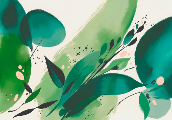 Uma pintura de folhas e ramos Uma pintura de folhas e ramos