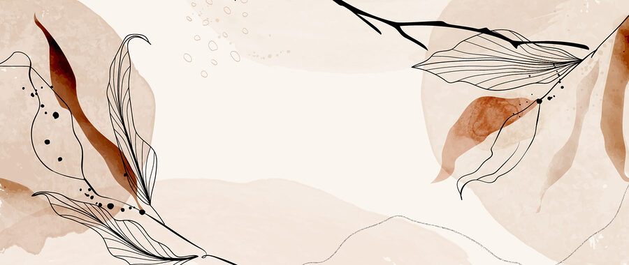 Um fundo branco com folhas pretas e castanhas