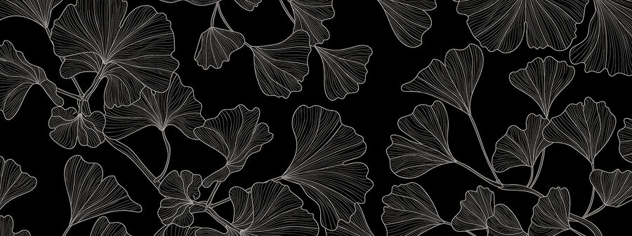 Papel de parede Um padrão de folhas a preto e branco - Image 3