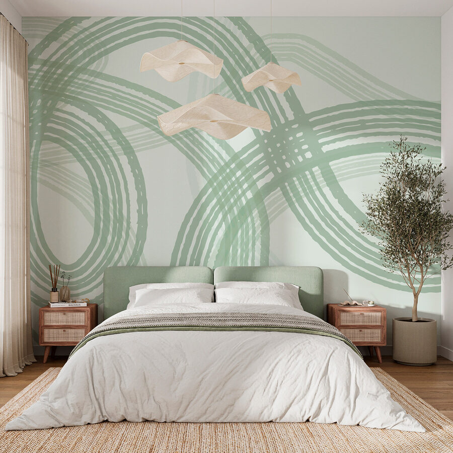 Um fundo verde e branco com círculos