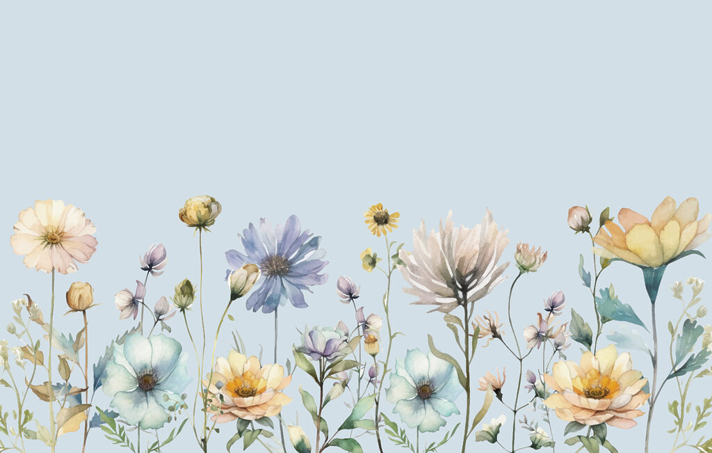 Um quadro de flores em aguarela Um quadro de flores em aguarela
