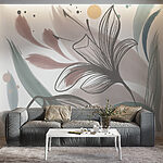 Um desenho de flores e folhas Um desenho de flores e folhas