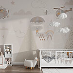 Papel de parede Um papel de parede com montanhas e aviões