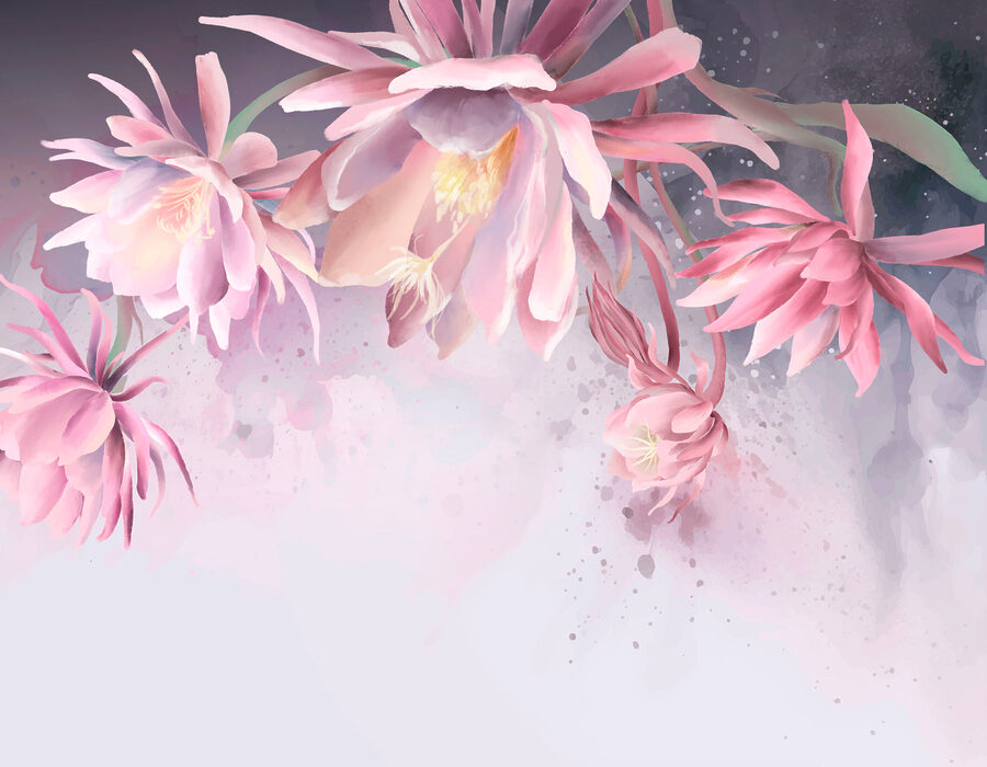 Um grupo de flores cor-de-rosa