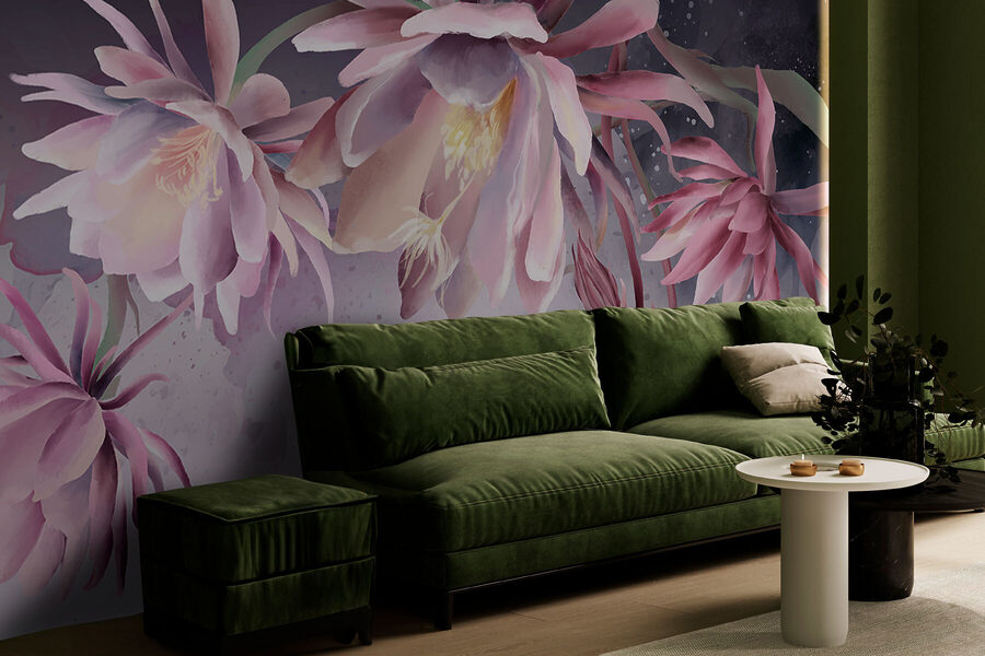Um grupo de flores cor-de-rosa