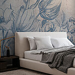 Papel de parede Um desenho de flores numa parede rachada