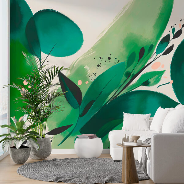 Uma pintura de folhas e ramos Uma pintura de folhas e ramos