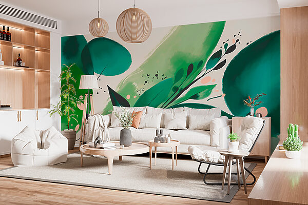 Uma pintura de folhas e ramos Uma pintura de folhas e ramos