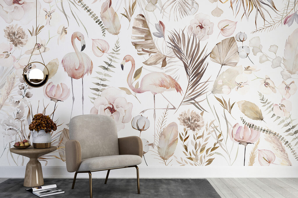 Uma aguarela de flamingos e flores w00507pig4r 1024x683 - Uma aguarela de flamingos e flores - tegory