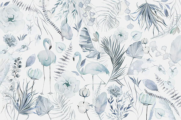 Um padrão de flamingos e flores Um padrão de flamingos e flores