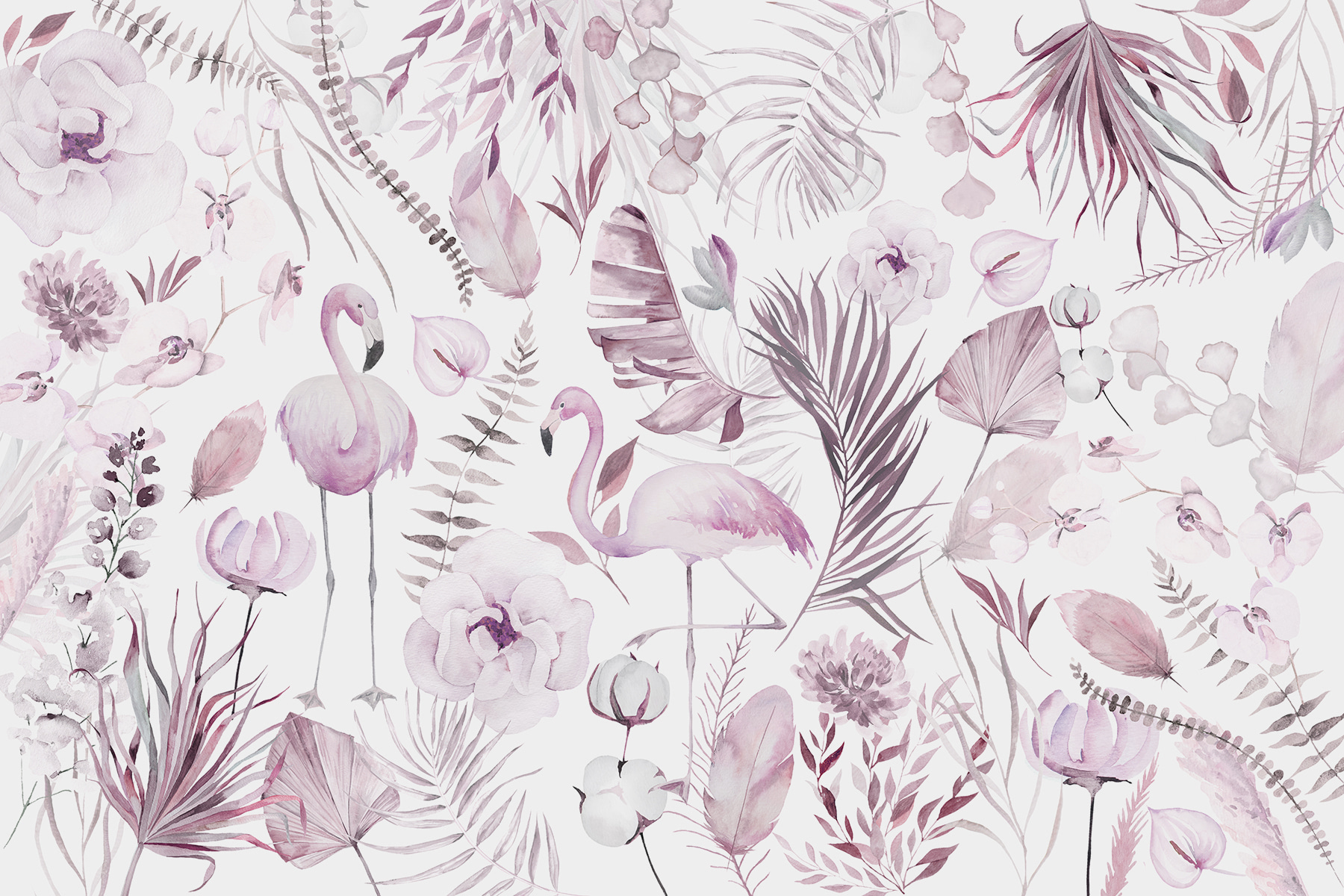 w00507v2p - Um padrão de flores e flamingos - tegory