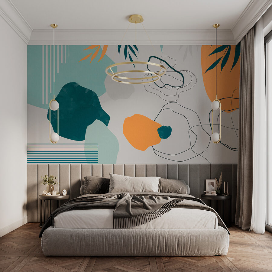 Uma arte colorida com folhas