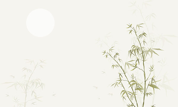 Um ramo de bambu com folhas e um sol Um ramo de bambu com folhas e um sol