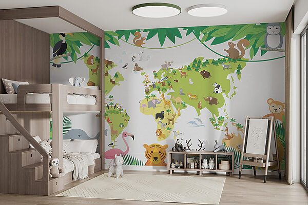 Um mapa de animais e plantas Um mapa de animais e plantas