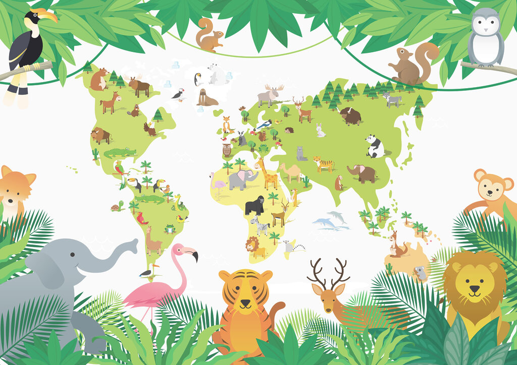 Um mapa de animais e plantas Um mapa de animais e plantas