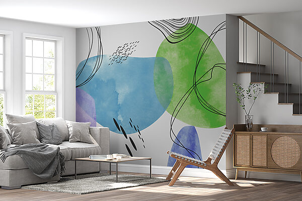 Uma arte colorida com linhas e pontos pretos Uma arte colorida com linhas e pontos pretos