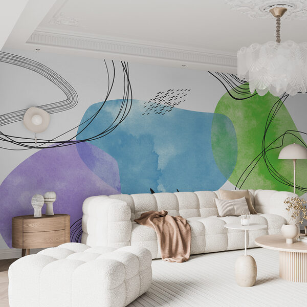Uma arte colorida com linhas e pontos pretos Uma arte colorida com linhas e pontos pretos