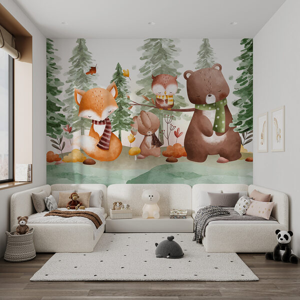 A group of animals in a forest