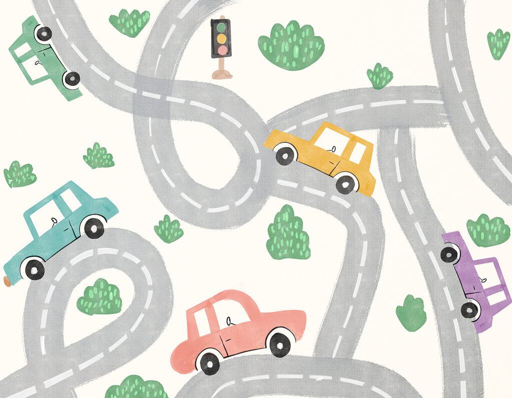 Um padrão de carros e estradas Um padrão de carros e estradas