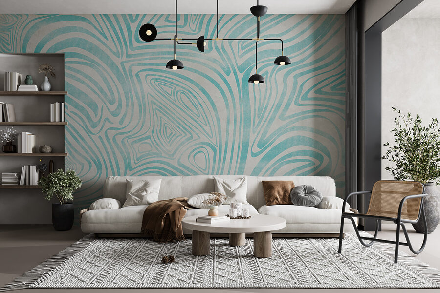Um padrão azul e branco