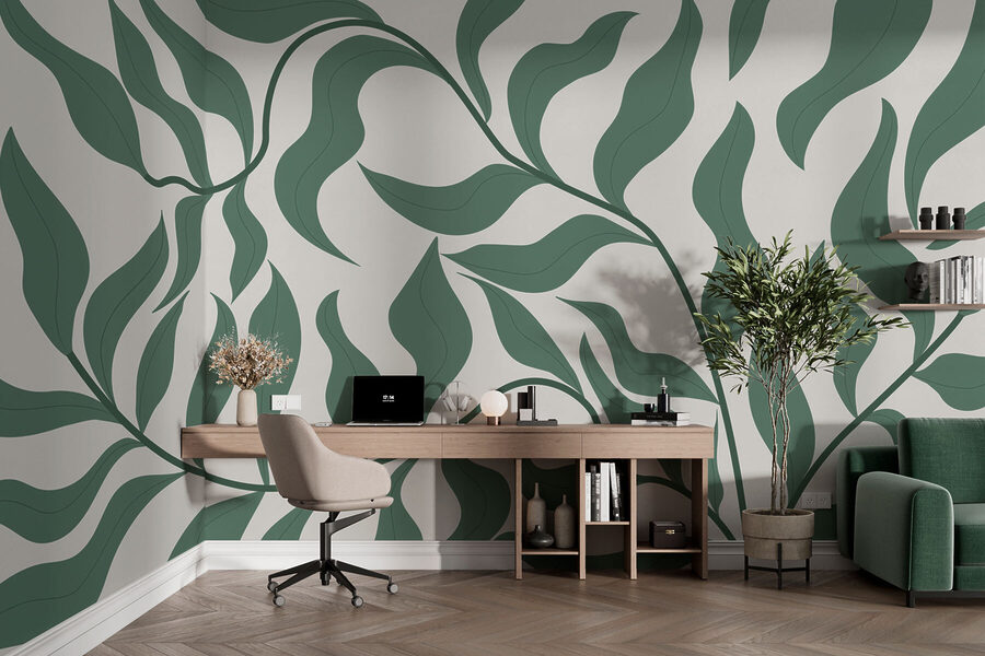Folhas verdes sobre um fundo branco