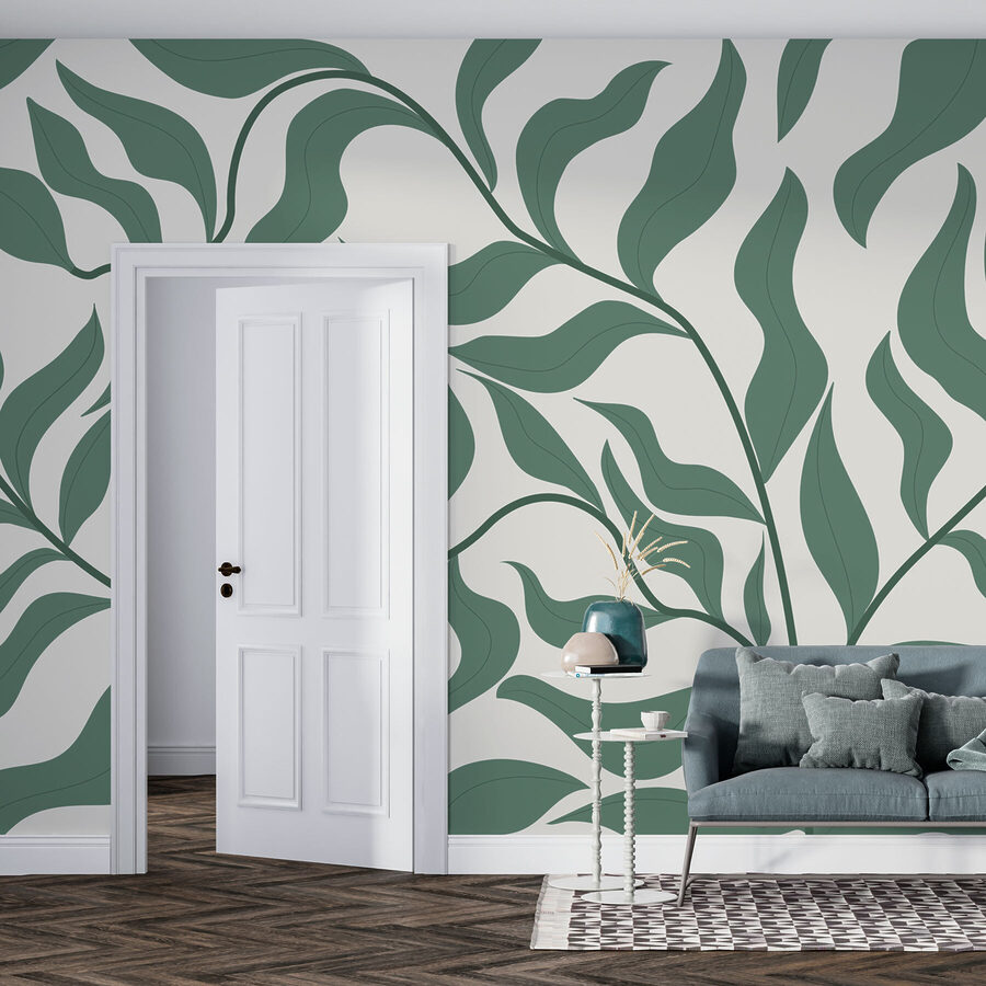 Folhas verdes sobre um fundo branco