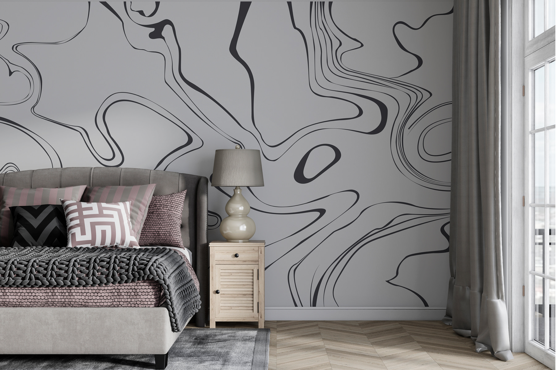 A grey and black swirls A grey and black swirls