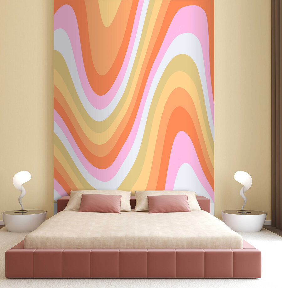 Linhas onduladas coloridas numa superfície