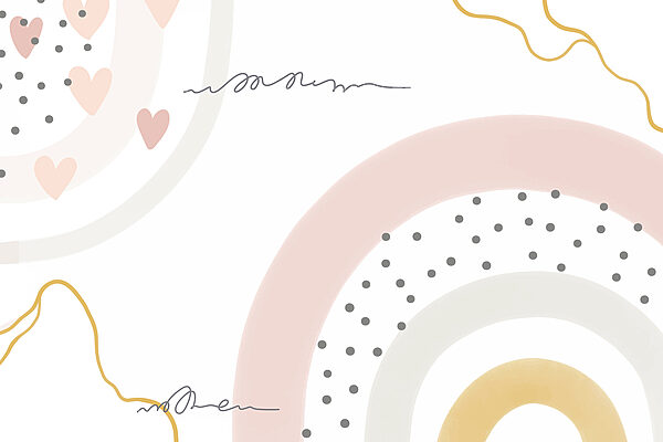 Um fundo branco com círculos e pontos cor-de-rosa e cinzentos Um fundo branco com círculos e pontos cor-de-rosa e cinzentos