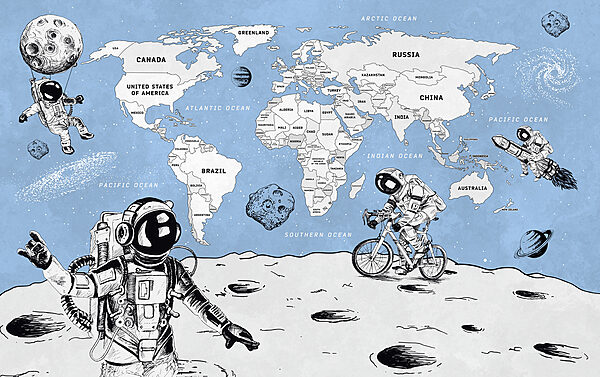 Um desenho de dois astronautas na Lua Um desenho de dois astronautas na Lua