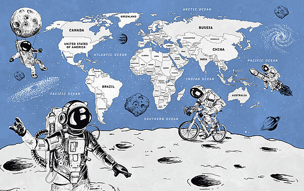 Um desenho de dois astronautas na Lua Um desenho de dois astronautas na Lua