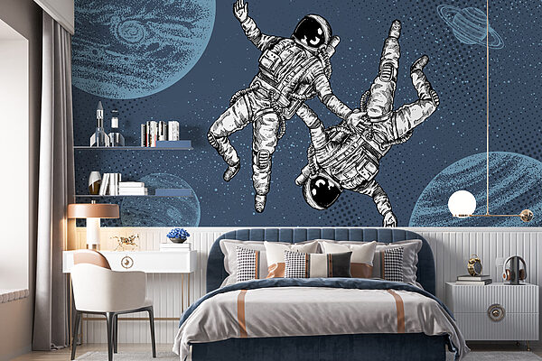 Dois astronautas a flutuar no espaço Dois astronautas a flutuar no espaço