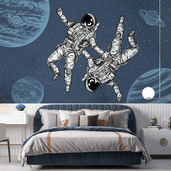 Dois astronautas a flutuar no espaço Dois astronautas a flutuar no espaço