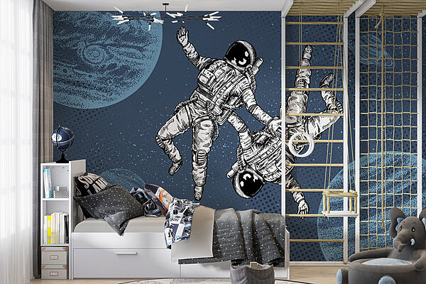 Dois astronautas a flutuar no espaço Dois astronautas a flutuar no espaço