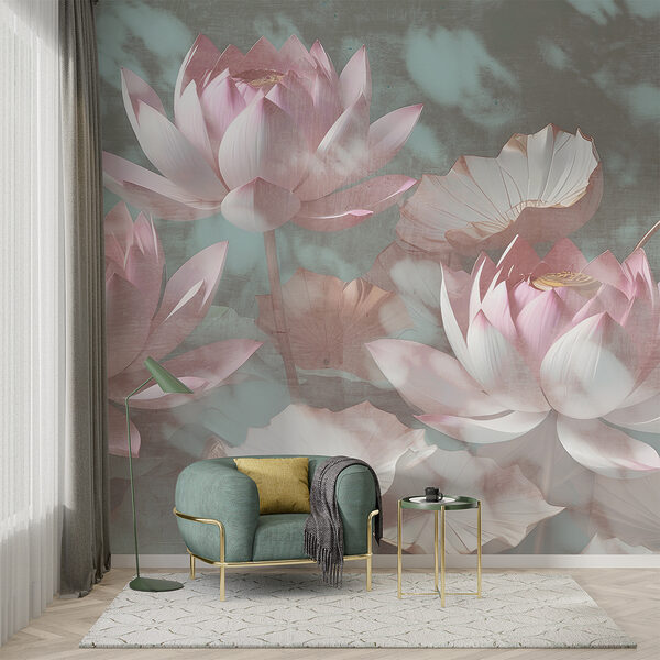 Papel de parede Papel de parede Um grupo de flores cor-de-rosa (REF: w00710)