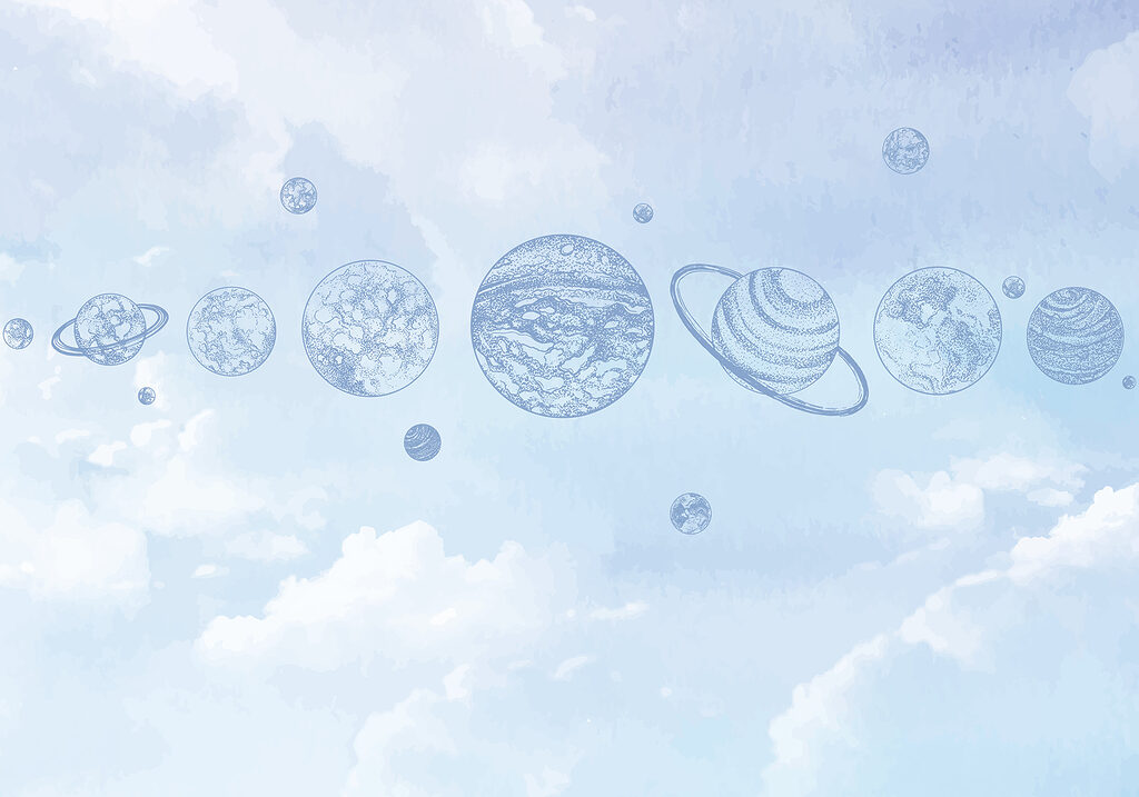 Uma linha de planetas no céu Uma linha de planetas no céu