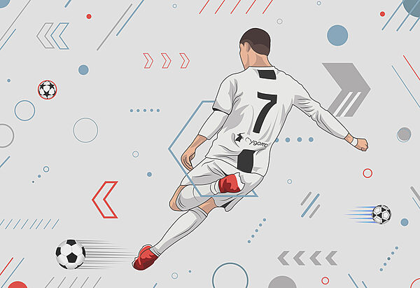 Um jogador de futebol a pontapear uma bola Um jogador de futebol a pontapear uma bola