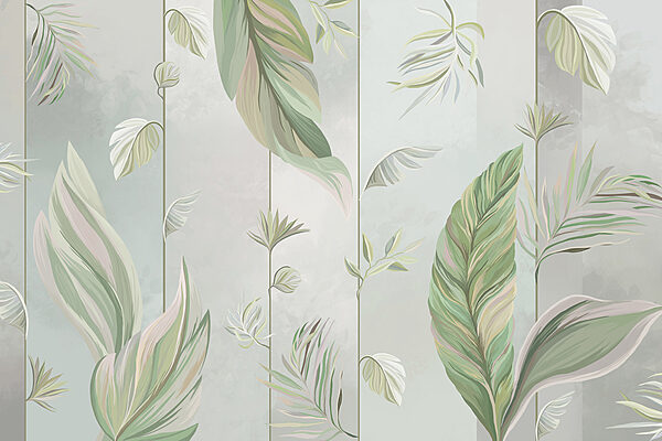 A wallpaper with leaves and lines