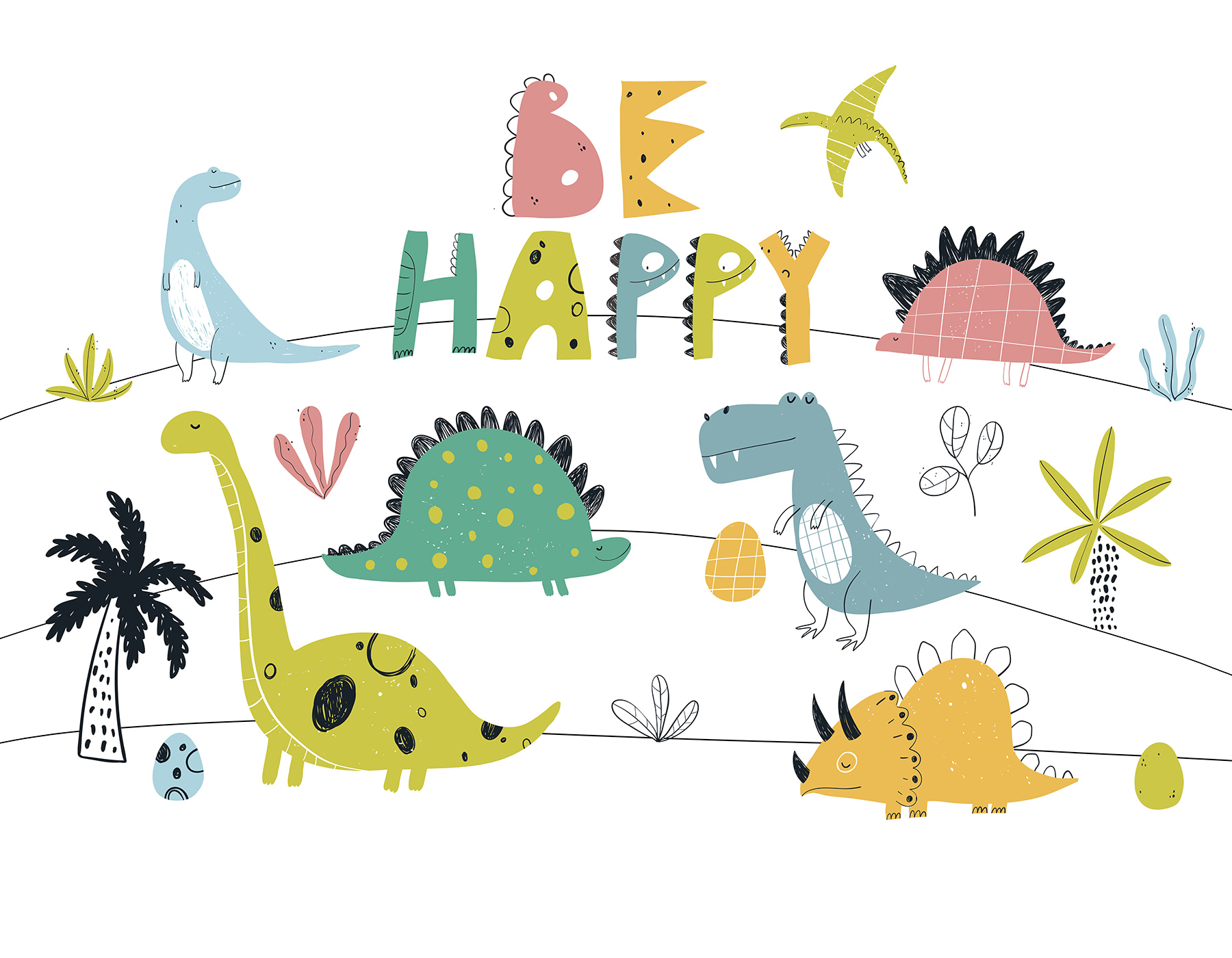 A group of dinosaurs and words